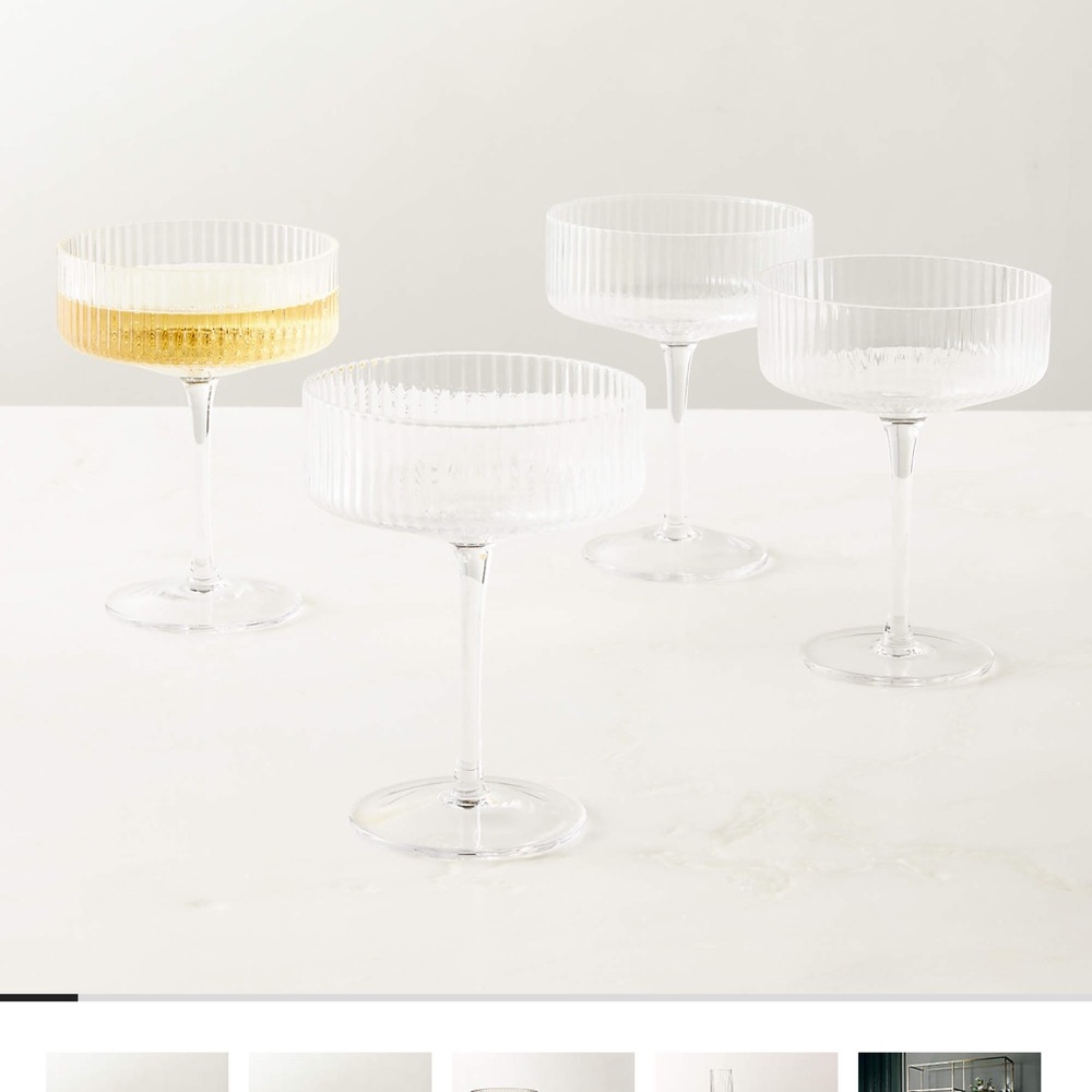 CB2 Gold and Clear Glass Coupe Set